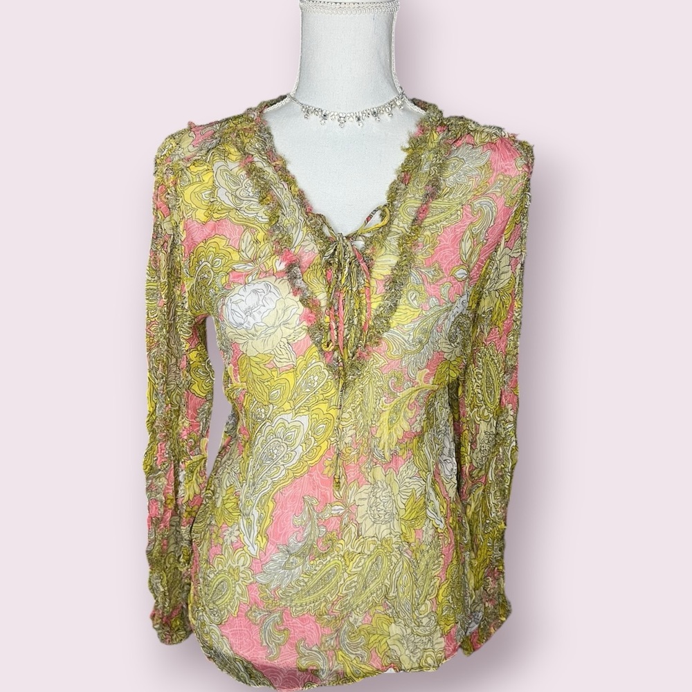 Kobi Halperin Pink and Yellow Floral Blouse